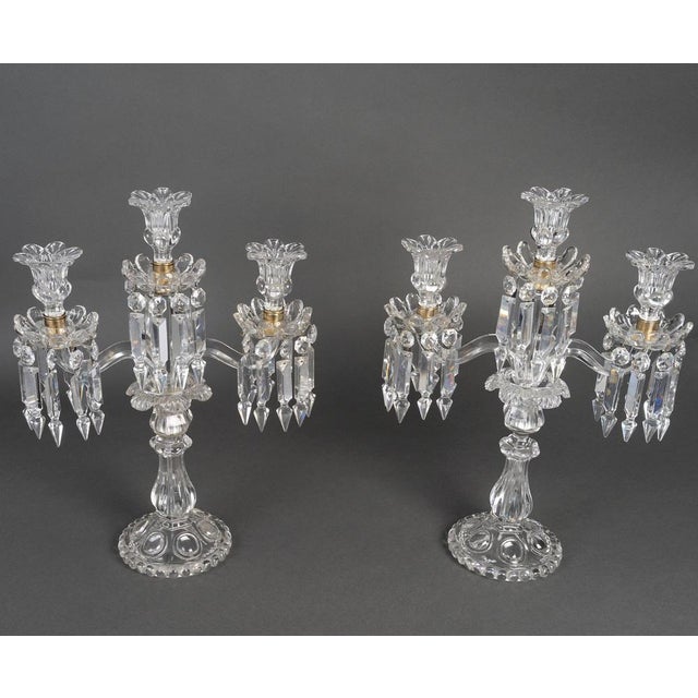 Pair of candelabras by baccarat, signed, crystal, napoleon iii style. Pair of crystal candelabras by baccarat, napoleon...