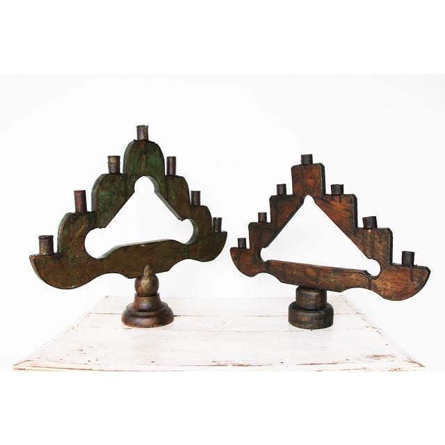 19th Century Antique Baroque Style Wooden Ecclesiastical Altar Candelabras - a Pair For Sale - Image 11 of 11