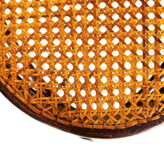 Wood Antique Vienna Secession Bent Oak & Cane Footstool Attributed to Jacob and Josef Kohn for Thonet For Sale - Image 7 of 8