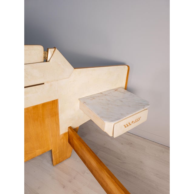 Mid-Century Italian Parchment Double Bed attributed to Giovanni Gariboldi, 1950s For Sale - Image 11 of 18