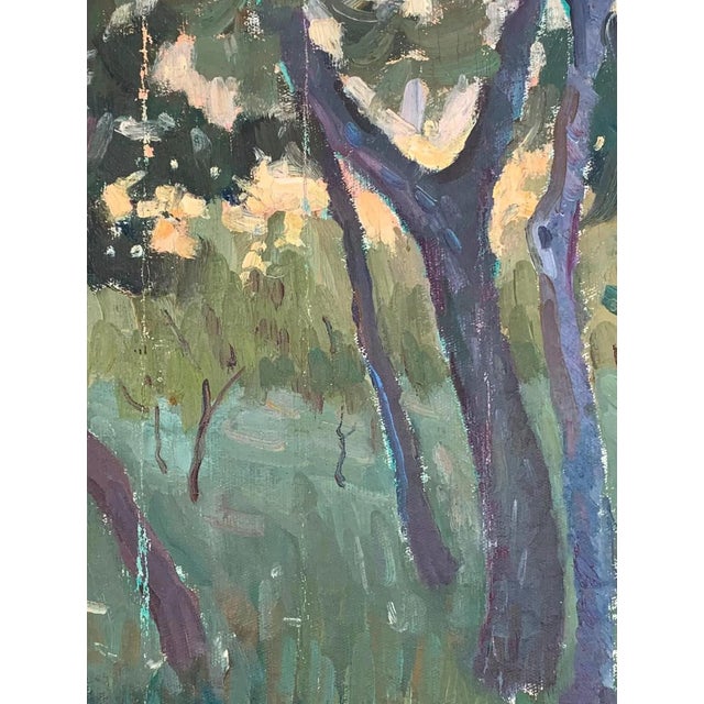 Vintage Impressionism Forest Oil Painting, Ukrainian Artist Sokolovsky, 1970s For Sale - Image 4 of 6