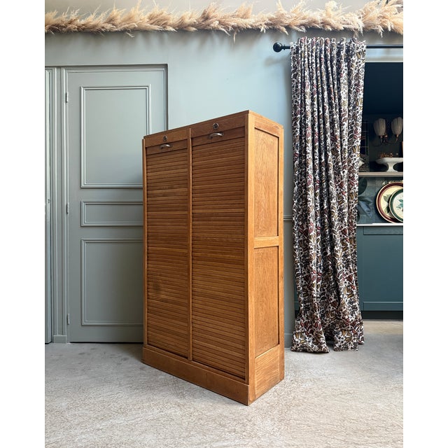 Double Tambour Door Filing Cabinet, 1950s For Sale - Image 4 of 16