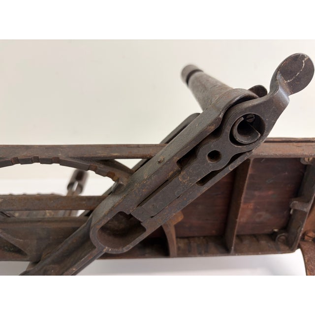 Antique Wooden & Cast Iron Miter Box – Adjustable Carpenter’s Tool For Sale - Image 10 of 17