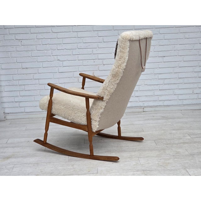 Vintage Danish Rocking Chair in Sheepskin, 1970s For Sale - Image 18 of 18