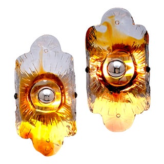 Murano Glass Wall Lamps from Mazzega, 1970s, Set of 2 For Sale