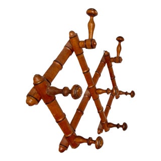 Early 1900s French Faux Bamboo Expandable Coat/Hat Rack For Sale