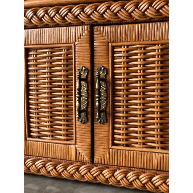 Woven Wicker Nightstand With Braided Rope Trim, 1980s For Sale - Image 17 of 17