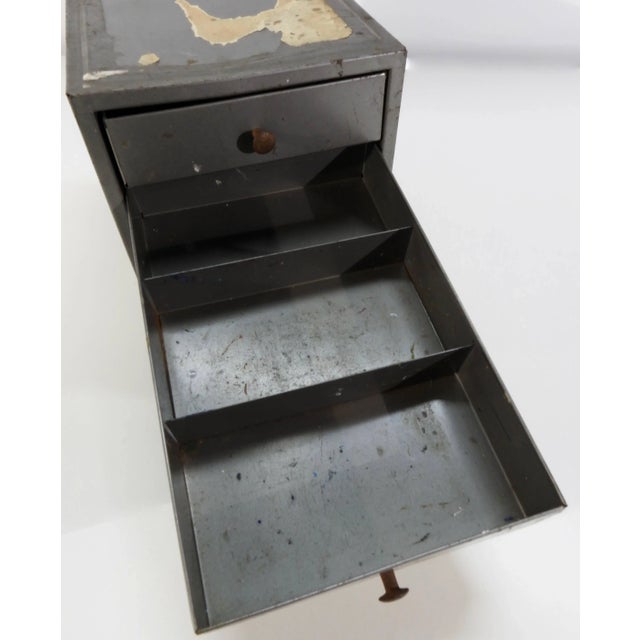 Gray Midcentury Small Industrial Metal Box With Drawers For Sale - Image 8 of 10