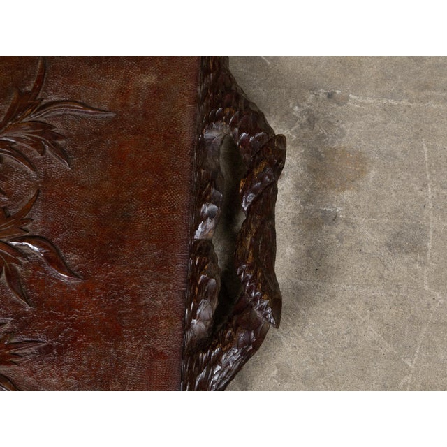 Late 19th Century Black Forest Oak Tray with Foliate Carving and Branch Handles, circa 1880 For Sale - Image 5 of 11