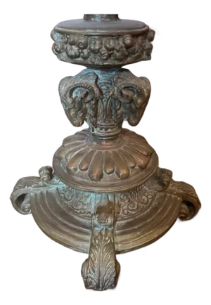 Pair of Monumental Neoclassical Style Bronze Urn Planters With Ram’s Head Motif