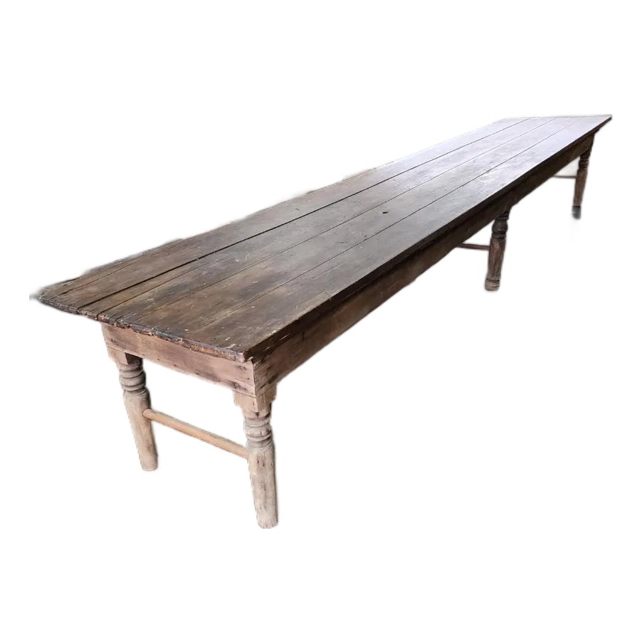 Antique Texas Long Leaf Pine Jury Table | Chairish