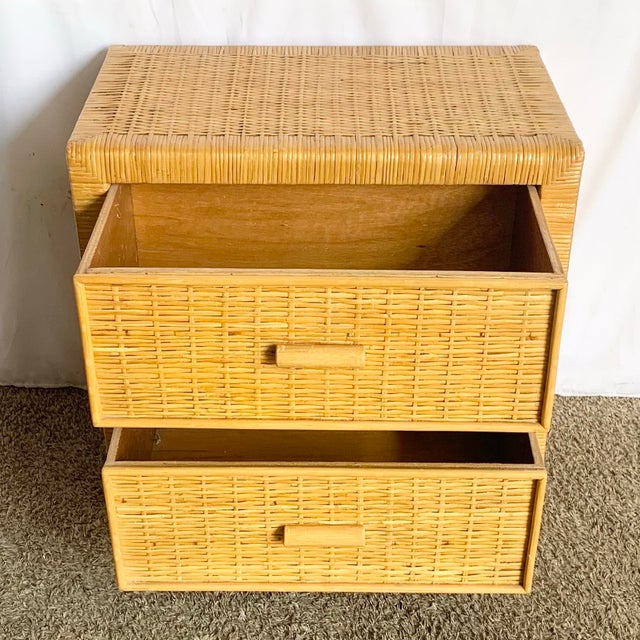 Late 20th Century Boho Chic Wicker Nightstand For Sale - Image 5 of 11