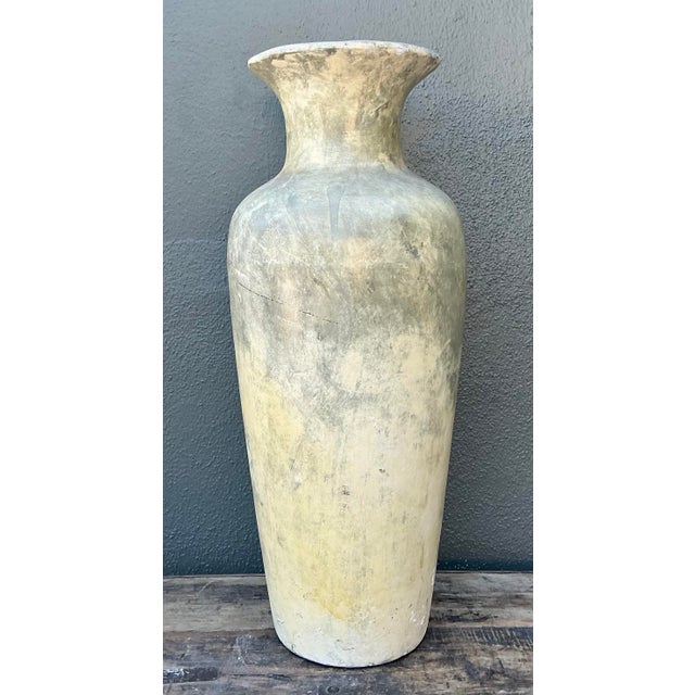 Mid-Century Modern Vintage Mottled Plaster Vase For Sale - Image 3 of 12