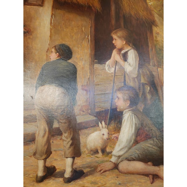 Textile Antique Original Oil Painting by Rudolf Muench For Sale - Image 7 of 11