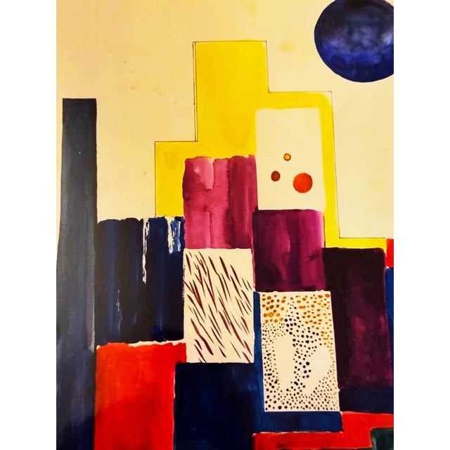 Set of Three Limited-Edition Late 20th-Century Modern/Abstract Signed Prints of City Buildings Under Moon For Sale - Image 4 of 9