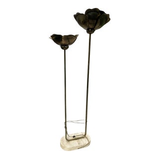 Tommaso Barbi Floral Brass Floor Lamp For Sale
