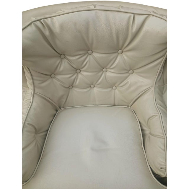 Exquisite Cream Color High-Quality Mid-Century Modern Masterpiece Wingback Chair and Matching Ottoman Set For Sale In Raleigh - Image 6 of 10