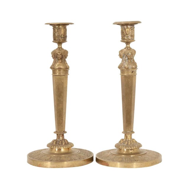 French 1st Empire Brass Candlesticks A Pair Chairish