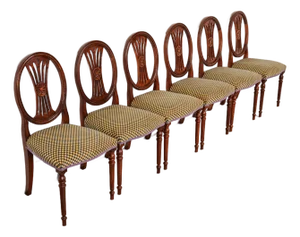 French Regency Louis XVI Carved Mahogany Dining Chairs by Bevan Funnell, Set of Six
