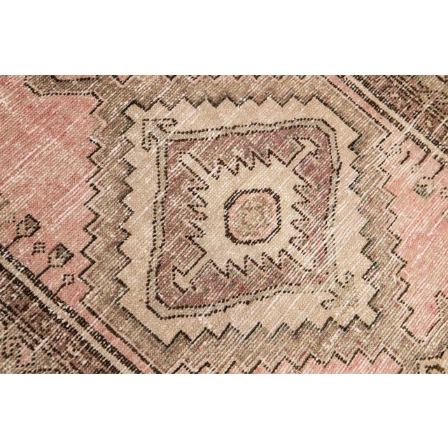 Pink Vintage Distressed HandmadeTribal Pink Wool Rug For Sale - Image 8 of 9