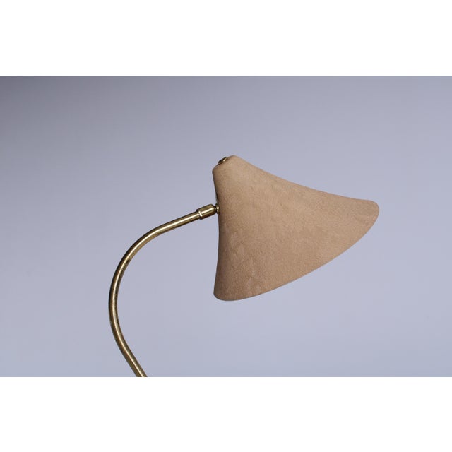Brass and Beige Crowfoot Table Lamp attributed to Cosack Leuchten, 1950s For Sale - Image 4 of 18