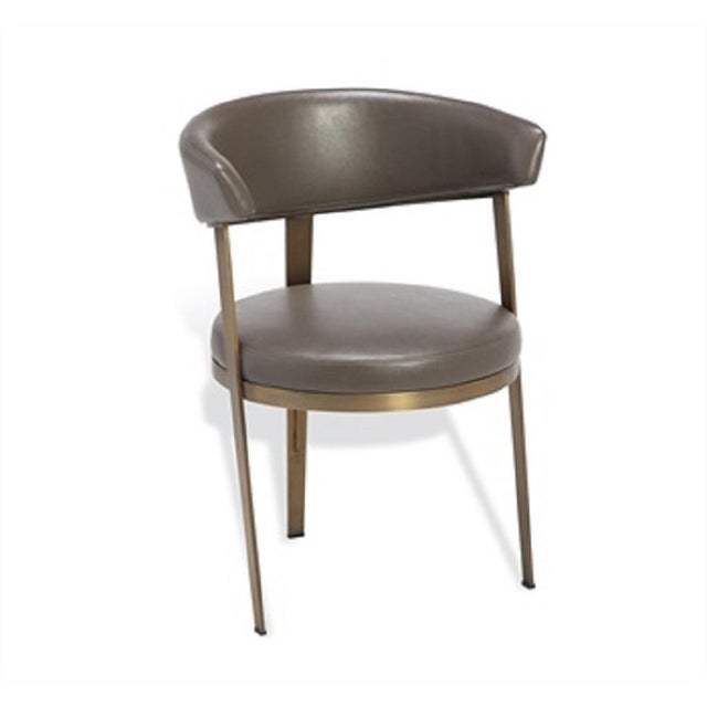 Mid Century Modern Bronze Steel And Faux Leather Dining Chair