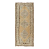 Vintage Turkish Oushak Runner With Medallions in Taupe, Brown, Peach, Light Green For Sale
