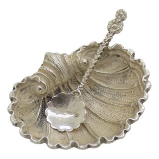 Vintage Italian Handmade Genuine Silver Shell Shaped Salt or Pepper Cellar, 1960s For Sale