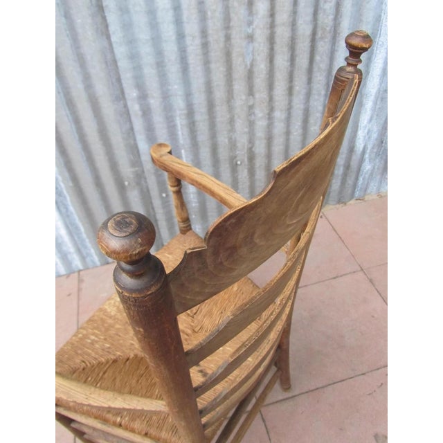 Antique Dutch Rustic Farmers Armchair with Wicker Seat, 1900s For Sale - Image 12 of 15