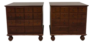 1990s Lexington Bob Timberlake Cherry Apothecary Style Chest Nighstands, A Pair