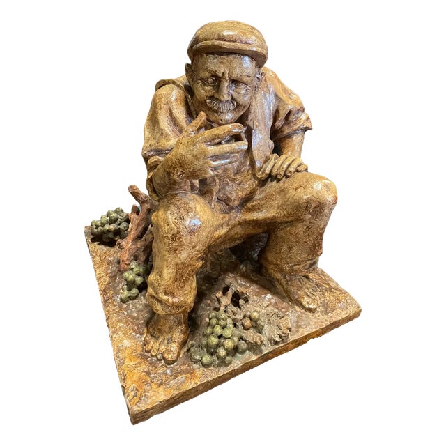 Terracotta Winemaker Sculpture For Sale