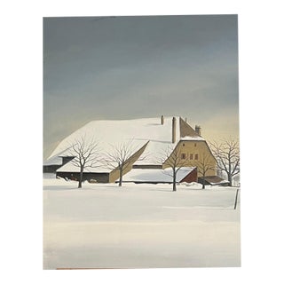 Claude Sauthier, Savoie in Winter, Oil on Wood, 1970s For Sale