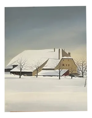 Claude Sauthier, Savoie in Winter, Oil on Wood, 1970s