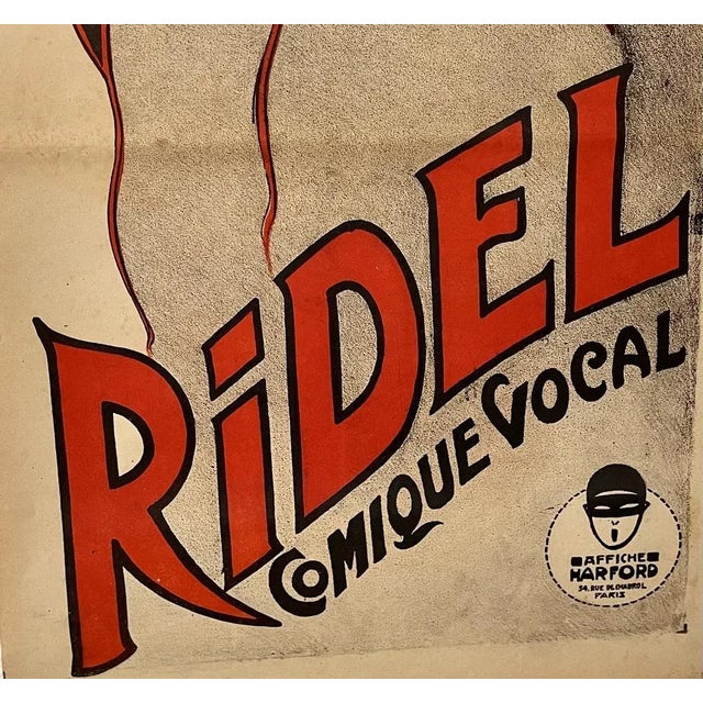Large Ridel Vocal Comic Poster, Paris, 1920 For Sale - Image 6 of 8