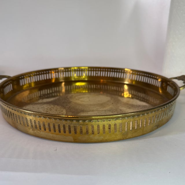 1940s 1940s Art Deco Style Brass Round Tray For Sale - Image 5 of 6