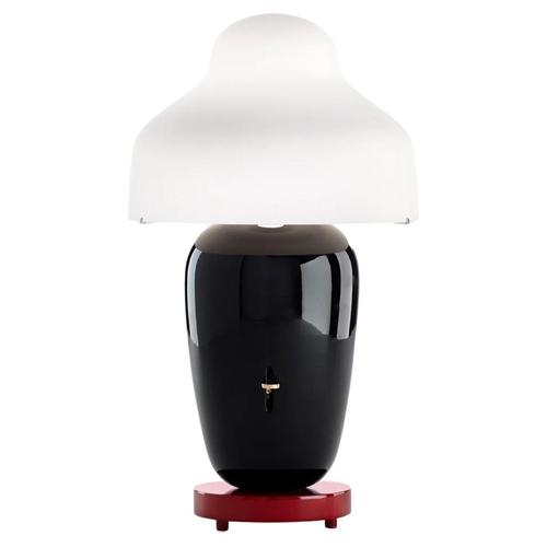 Ceramic and Glass Chinoz Table Lamp with Black-Burgundy Base by Jaime Hayan for Parachilna For Sale - Image 13 of 13