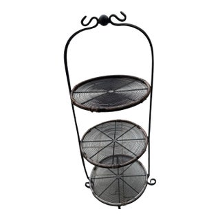 Vintage Metal Three Tiered Display Shelf For Sale