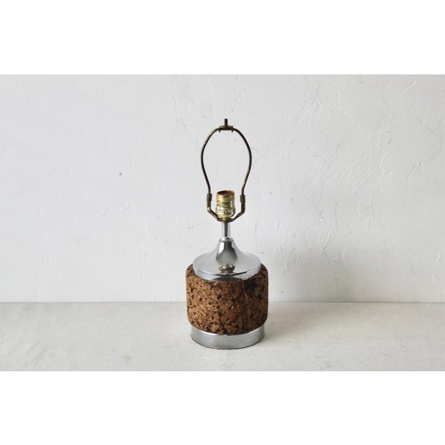 Wood Mid-Century Modern Chrome Cork Sculpted Table Lamp For Sale - Image 7 of 9