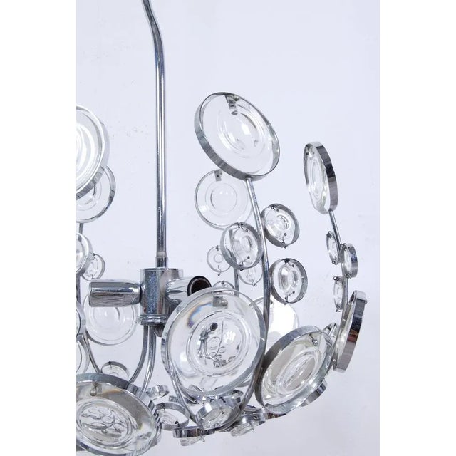1970s Space Age Murano Glass Steel Chandelier Ceiling Lamps, 1970s For Sale - Image 5 of 11