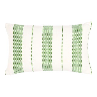 Schumacher Lubeck Stripe 20" Lumbar Pillow in Green For Sale