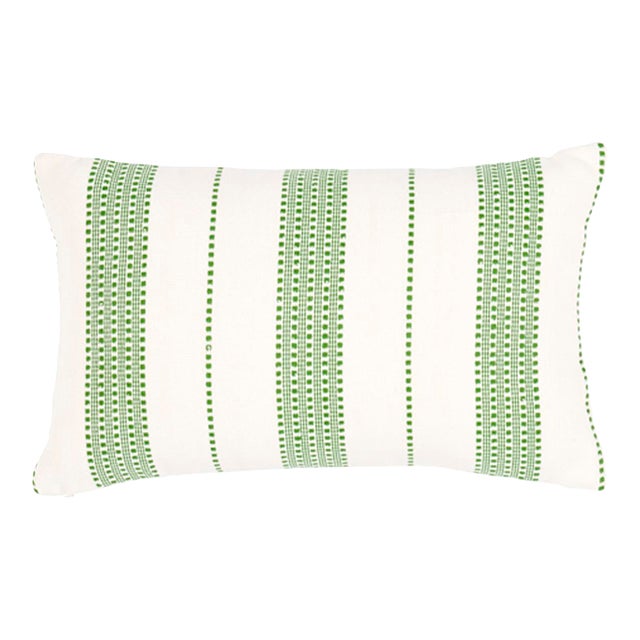 Schumacher Lubeck Stripe 20" Lumbar Pillow in Green For Sale