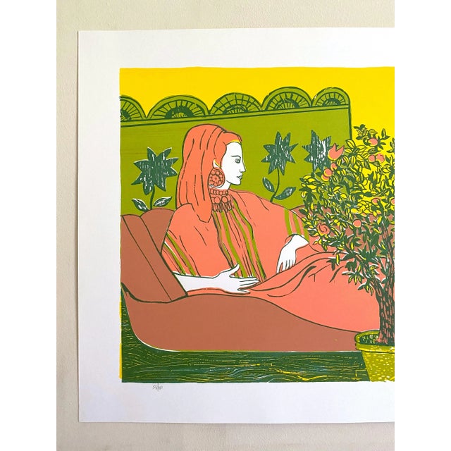1960s Vintage 1960's Mid Century Modern " Reclining Woman " Lmtd Edtn Signed Original Fine Art Silkscreen Print For Sale - Image 5 of 13
