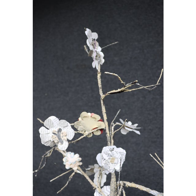 Pair of Paper Mâché Floral Tree Sculptures For Sale - Image 14 of 15