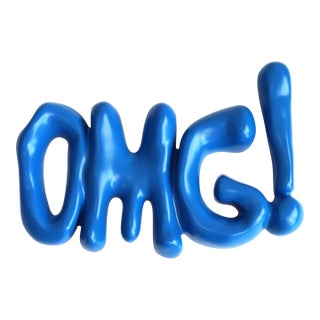 Omg 3 - Contemporary Resin Text Wall Sculpture by Nayla Saroufim For Sale