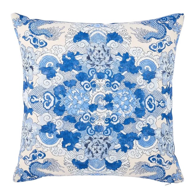 Schumacher Schumacher Magic Mountain Dragon Pillow in Porcelain For Sale - Image 4 of 4