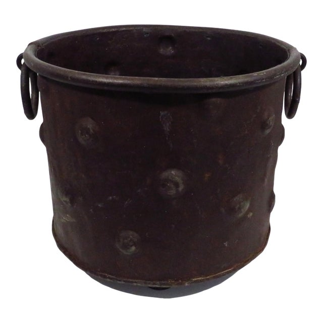 Large Distessed Metal Planter For Sale
