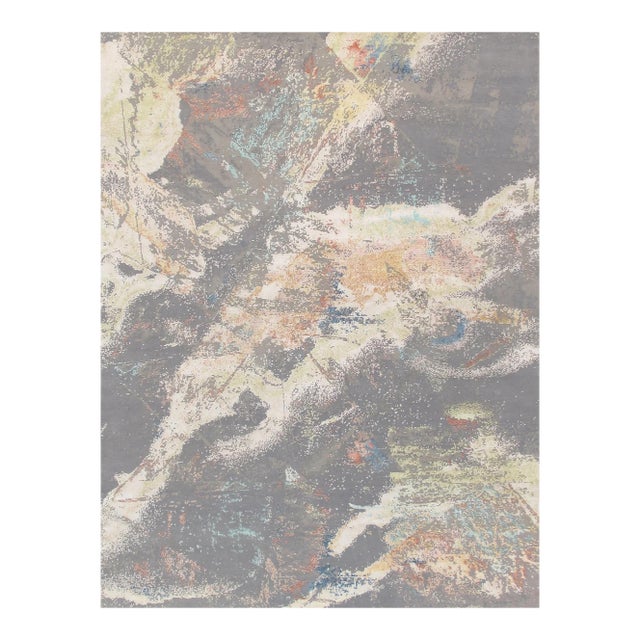Pasargad Home Modern L. Grey Silk & Wool Area Rug- 9' 2'' X 12' 3'' For Sale