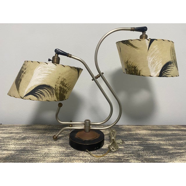 1950s 1950s Atomic Dual-Arm Table Lamp With Fiberglass Shades, Attributed to Majestic For Sale - Image 5 of 10