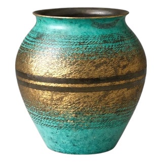 Vintage Patinated Bronze Vase from WMF Ikora, Germany, 1930s For Sale