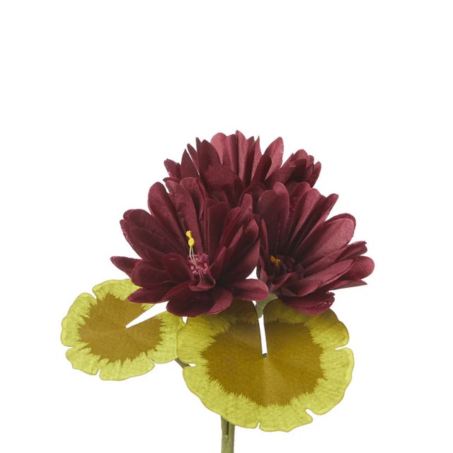 Paper Geranium plant with hand painted leaves and 2 blossoms in a beautiful aged terra cotta pot. Pictured here in deep...